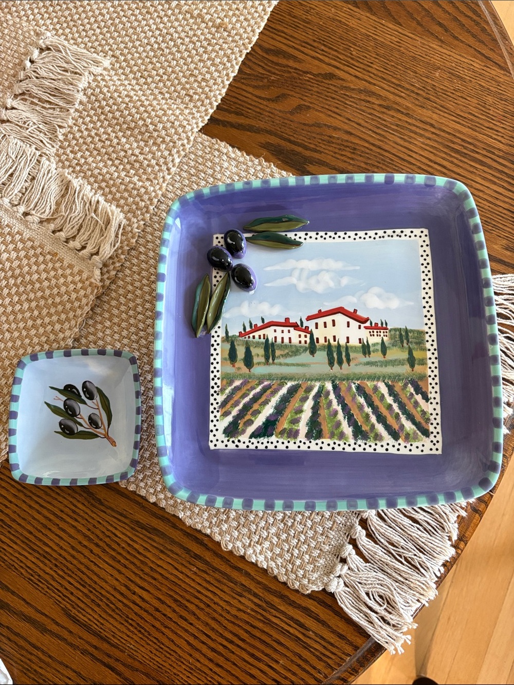 Serving Sensations by Eileen Tramonte Ceramic Serving plate with Olive dish